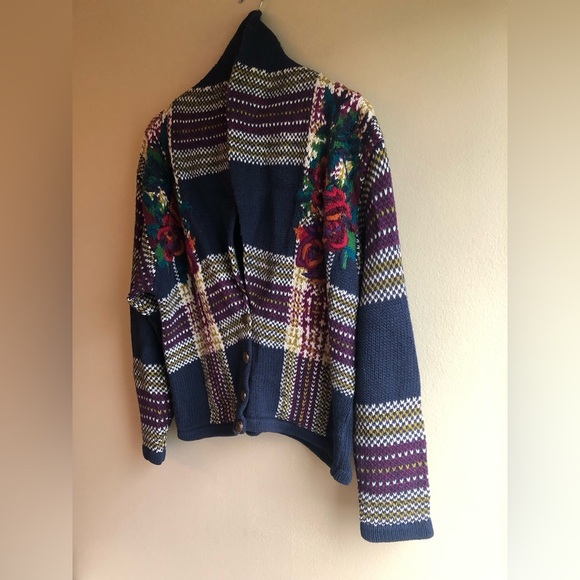 Casual Corner Embroidered Cardigan Floral Women’s Sweater Long Sleeve Size M - Picture 8 of 15